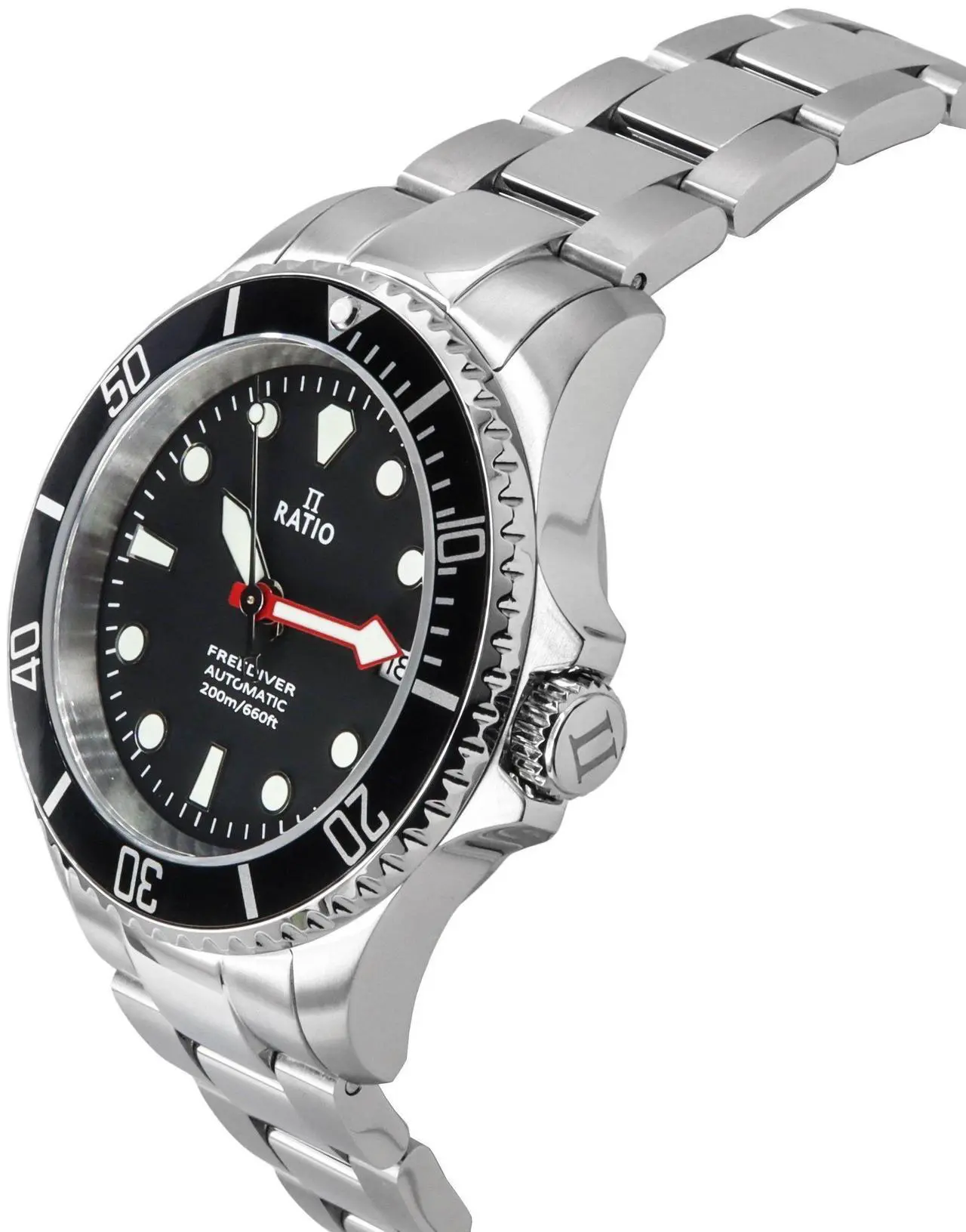 Alt view image 3 of 4 - Ratio FreeDiver Sapphire Crystal Stainless Steel Black Dial Automatic RTF041 200M Mens Watch