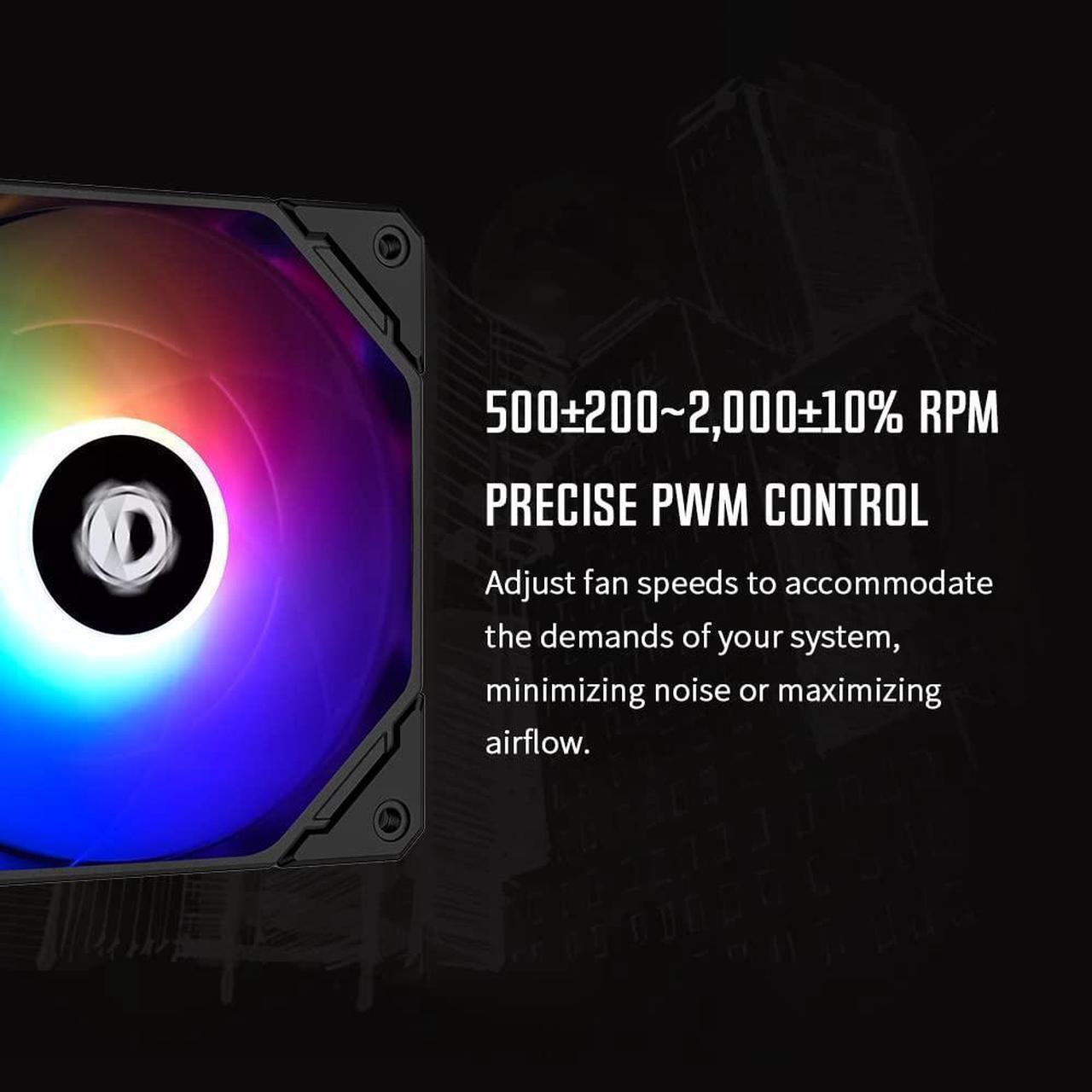 Alt view image 6 of 7 - ID-COOLING NO-12015-XT ARGB Slim Low Profile Cooling Fan 4Pin PWM High Air Pressure,Low Noise&Big Airflow,For CPU&GPU&VGA cooler Black ARGB