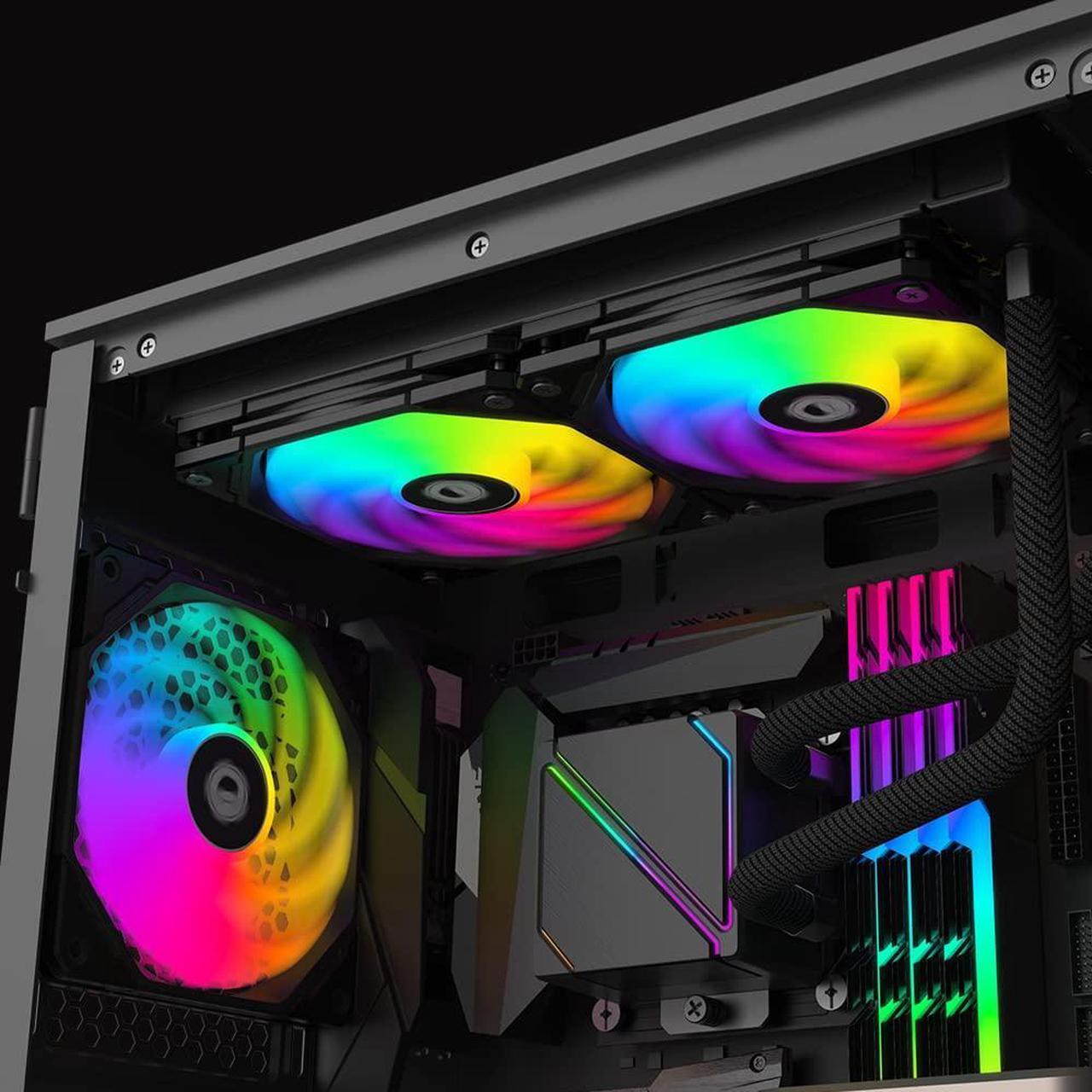 Alt view image 2 of 7 - ID-COOLING NO-12015-XT ARGB Slim Low Profile Cooling Fan 4Pin PWM High Air Pressure,Low Noise&Big Airflow,For CPU&GPU&VGA cooler Black ARGB