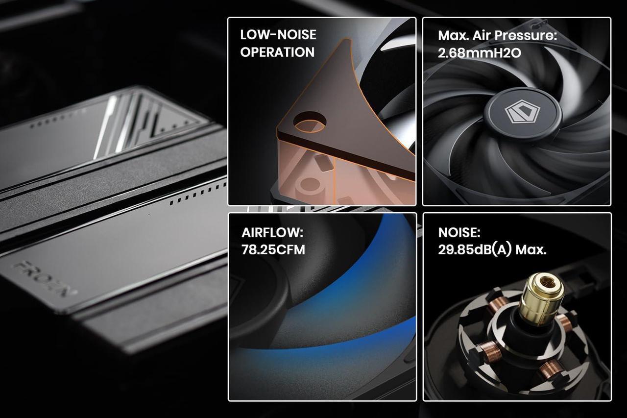 Alt view image 5 of 7 - ID-COOLING FROZN A620 Black - 6.1" Height Black Dual-Tower Air CPU Cooler, 6×6mm Heatpipes, Dual 120x120x25mm FDB Fans, TDP 270W, Intel LGA1700/1851/1200/115X; AMD AM4/AM5 (154mm in Height)