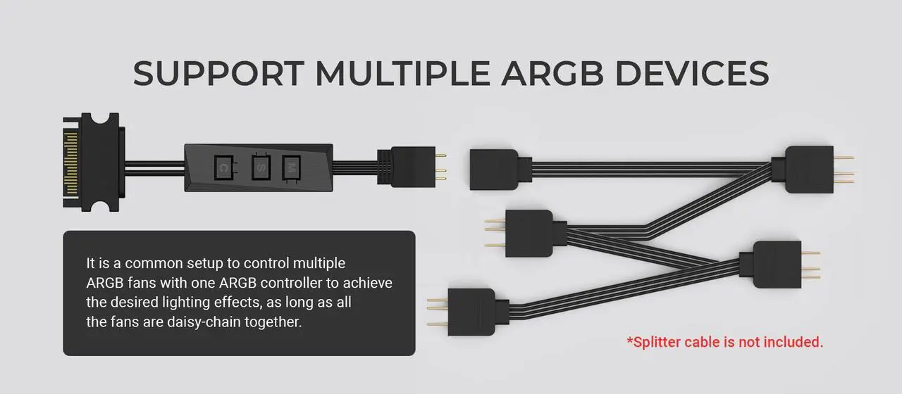 Alt view image 5 of 6 - ID-COOLING RC-ARGB ARGB Controller 3-Pin Connector Support Multiple ARGB Devices  for PC Builds