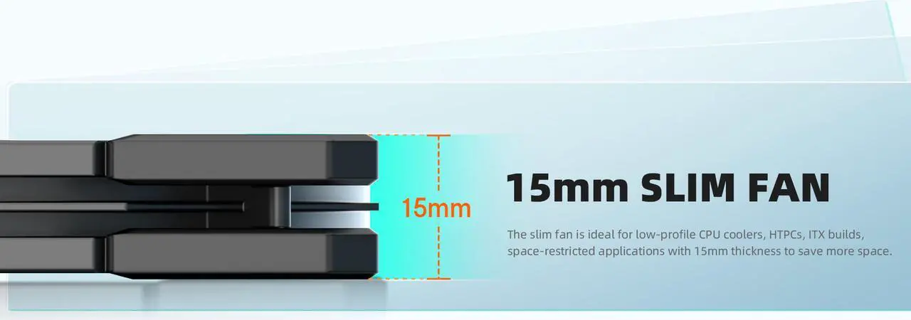 Alt view image 5 of 7 - ID-COOLING TF-12015-K Slim Low Profile Cooling Fan 4Pin PWM High Air Pressure,Low Noise&Big Airflow,For CPU&GPU&VGA cooler Black Non-LED 3 Packs