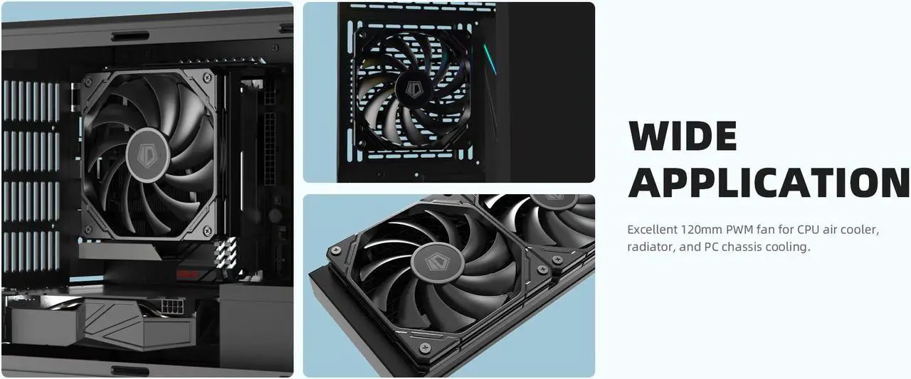 Alt view image 7 of 7 - ID-COOLING TF-12015-K Slim Low Profile Cooling Fan 4Pin PWM High Air Pressure,Low Noise&Big Airflow,For CPU&GPU&VGA cooler Black Non-LED 3 Packs