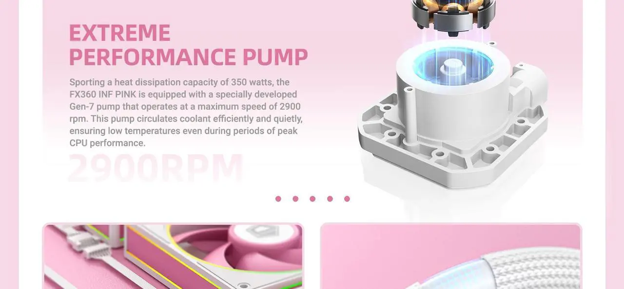 Alt view image 5 of 7 - ID-COOLING FX360-INF-PINK CPU Water Cooler 5V ARGB AIO Cooler 360mm CPU Liquid Cooler RGB Fan, Intel 1851/1700/1200/115X, AMD AMA&AM5