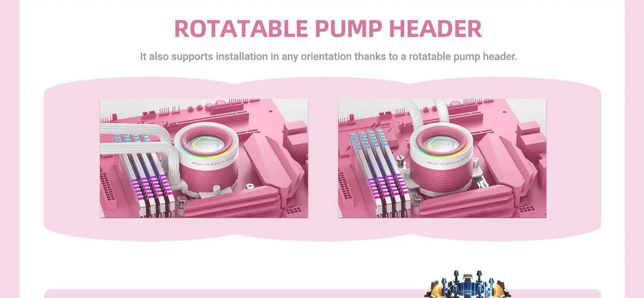 Alt view image 4 of 7 - ID-COOLING FX360-INF-PINK CPU Water Cooler 5V ARGB AIO Cooler 360mm CPU Liquid Cooler RGB Fan, Intel 1851/1700/1200/115X, AMD AMA&AM5