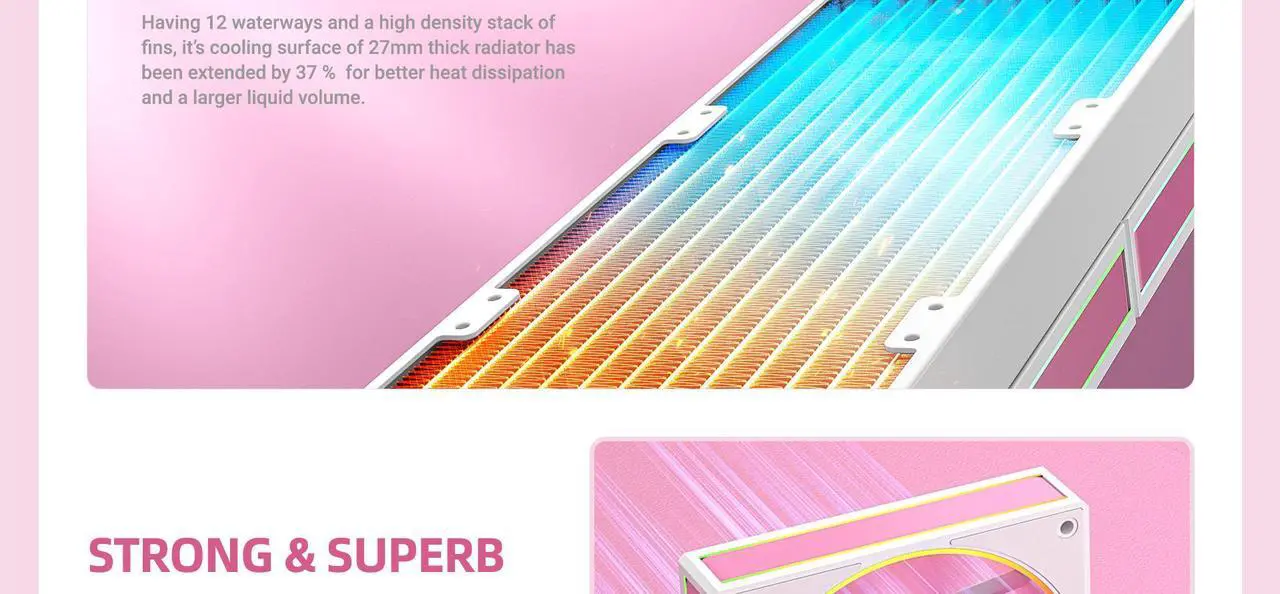 Alt view image 7 of 7 - ID-COOLING FX360-INF-PINK CPU Water Cooler 5V ARGB AIO Cooler 360mm CPU Liquid Cooler RGB Fan, Intel 1851/1700/1200/115X, AMD AMA&AM5
