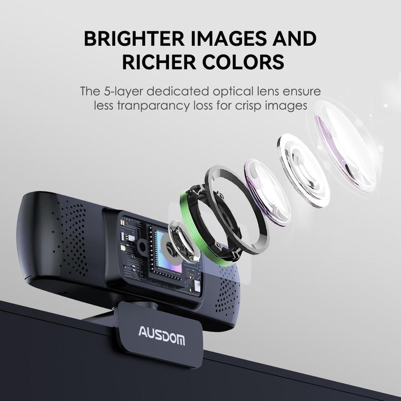 Alt view image 3 of 7 - AUSDOM 4K Webcam, Autofocus Webcam with Microphone, Privacy Cover, Plug and Play USB Computer Web Camera for Pro Streaming/Online Teaching/Video Calling/Zoom/Skype (Black-4K)