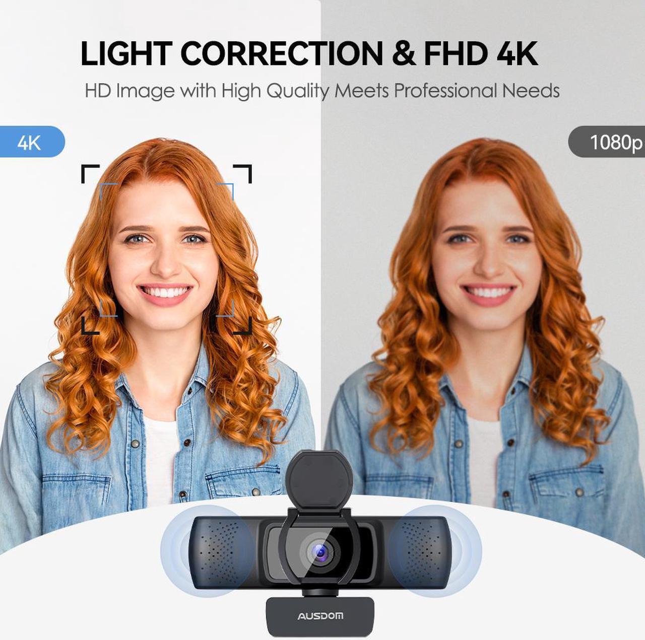 Alt view image 2 of 7 - AUSDOM 4K Webcam, Autofocus Webcam with Microphone, Privacy Cover, Plug and Play USB Computer Web Camera for Pro Streaming/Online Teaching/Video Calling/Zoom/Skype (Black-4K)