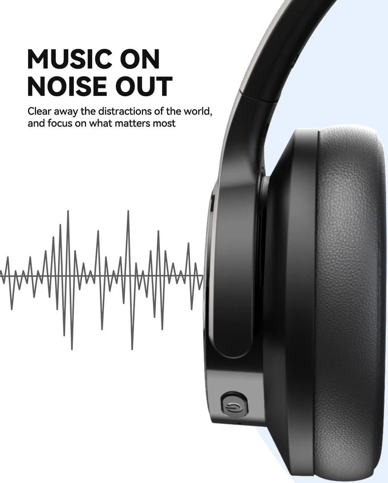 Alt view image 5 of 7 - AUSDOM E9 Active Noise Cancelling Headphones: Wireless Bluetooth Over Ear Foldable Headphones with 60Hrs Playtime, aptX HD & Low Latency, Comfortable Earpads, Deep Bass for Travel Work Cellphones