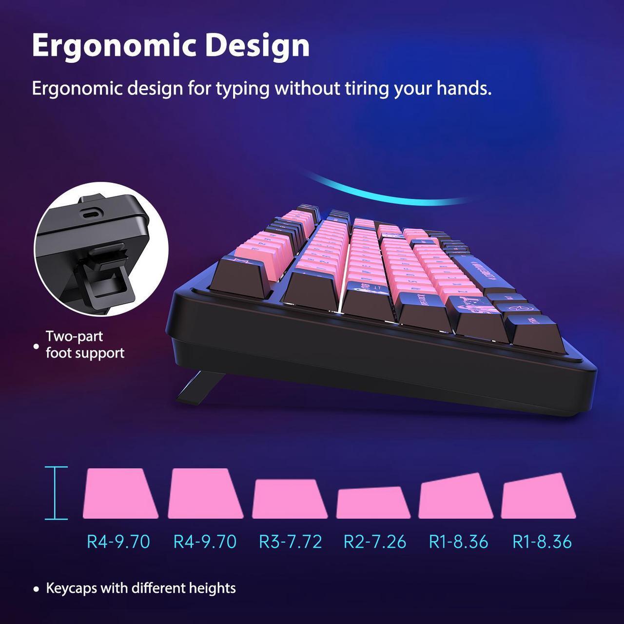 Alt view image 5 of 7 - AUSDOM 98Pro Wireless Mechanical Keyboard, Tri-Mode Bluetooth/2.4GHz/Type-C Gasket Hot Swappable Custom Keyboard,Pre-lubed Linear,Backlit Gaming Keyboard for PC(Manga Girl Theme)