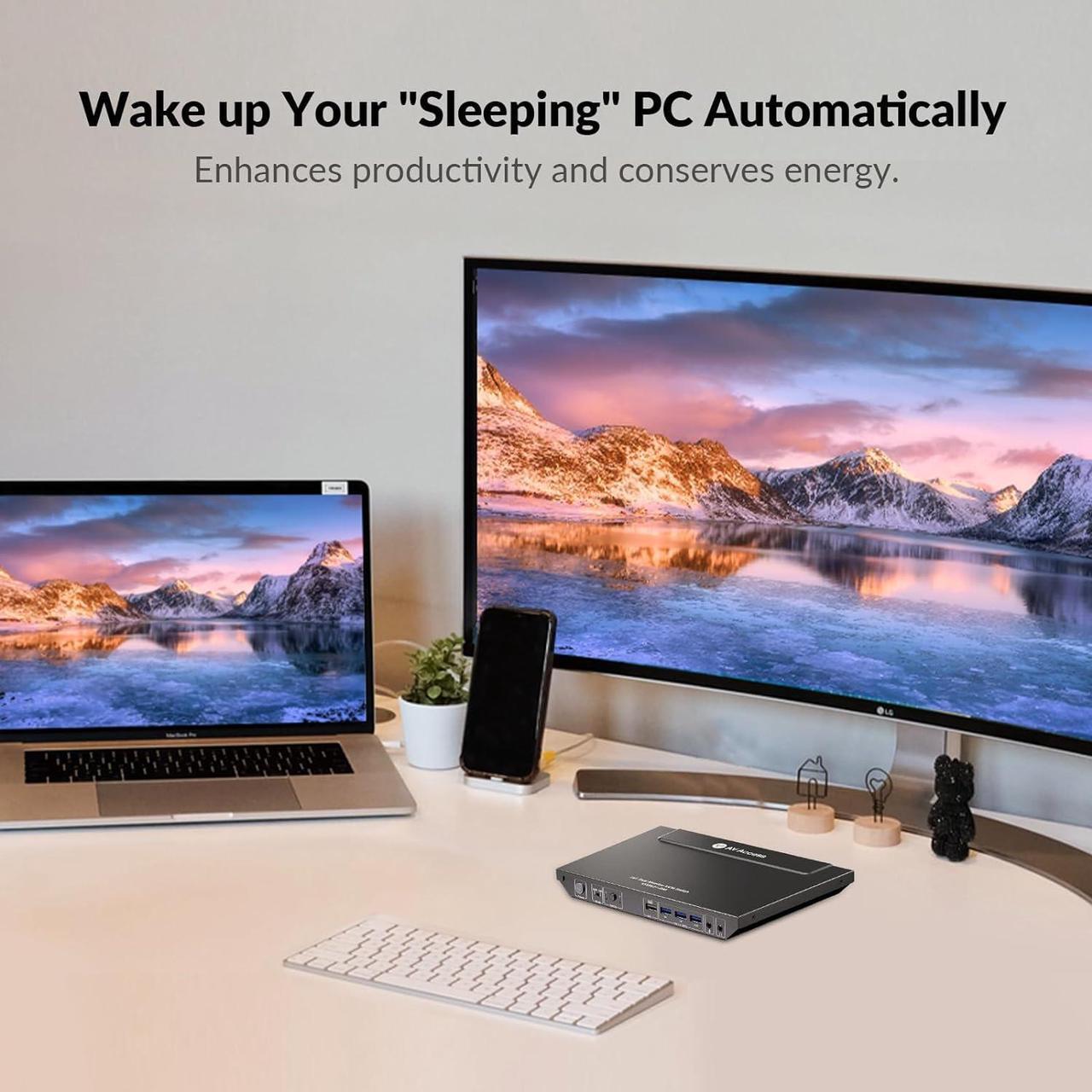 Alt view image 6 of 7 - v AV Access KVM Switch Dual Monitor 4K@60Hz, 2K@144Hz, 1080P@240Hz, USB 3.0 KVM Switch 2 Monitors 2 Computers, Ultrawide Screen PC Keyboard Mouse Switcher, Hotkey Switch