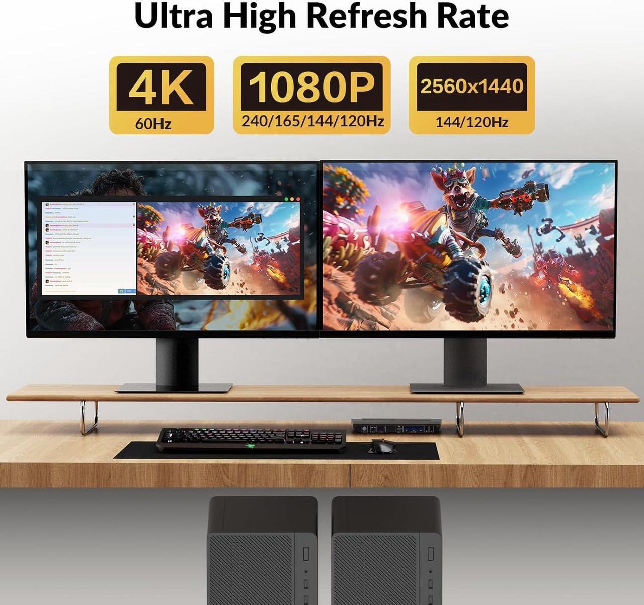 Alt view image 7 of 7 - v AV Access KVM Switch Dual Monitor 4K@60Hz, 2K@144Hz, 1080P@240Hz, USB 3.0 KVM Switch 2 Monitors 2 Computers, Ultrawide Screen PC Keyboard Mouse Switcher, Hotkey Switch