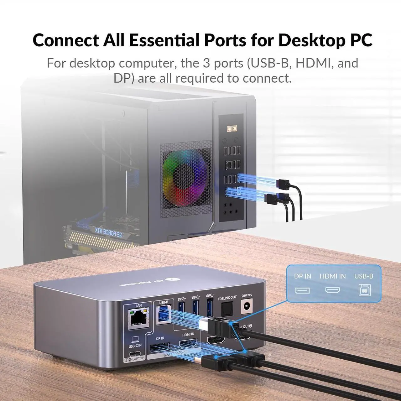 Alt view image 5 of 7 - v AV Access Dual Monitor KVM Switch Docking Station 4K@60Hz Dual Monitor for Laptop & Desktop with USB-C, USB 3.0, Ethernet, HDMI Output(iDock-C10)