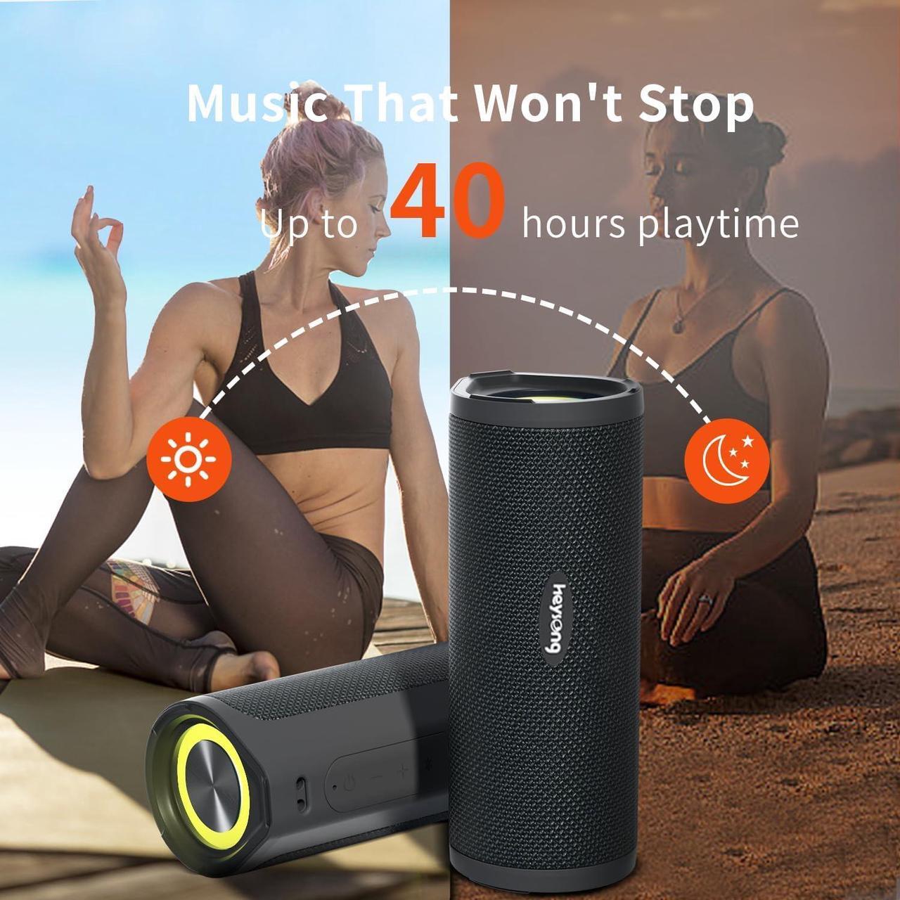 Alt view image 4 of 7 - HEYSONG Portable Bluetooth Speaker, Waterproof Wireless Speakers, IPX7 Waterproof, 40H Playtime, TF Card, Loud Stereo Sound for Beach, Boat, Pool, Camping, Bike, Shower, Gifts for Men