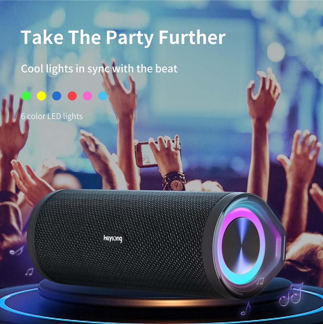 Alt view image 6 of 7 - HEYSONG Portable Bluetooth Speaker, Waterproof Wireless Speakers, IPX7 Waterproof, 40H Playtime, TF Card, Loud Stereo Sound for Beach, Boat, Pool, Camping, Bike, Shower, Gifts for Men