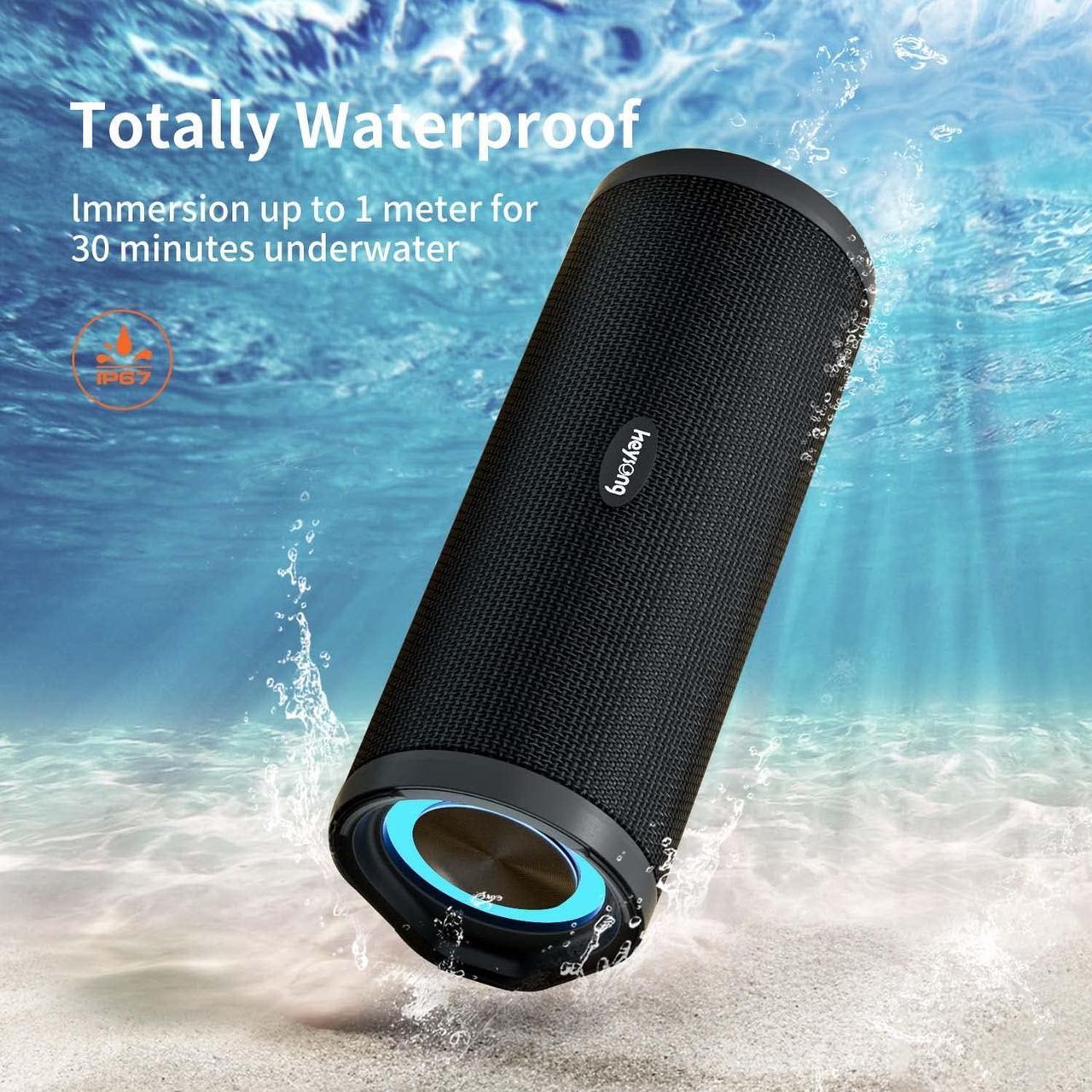 Alt view image 2 of 7 - HEYSONG Portable Bluetooth Speaker, Waterproof Wireless Speakers, IPX7 Waterproof, 40H Playtime, TF Card, Loud Stereo Sound for Beach, Boat, Pool, Camping, Bike, Shower, Gifts for Men