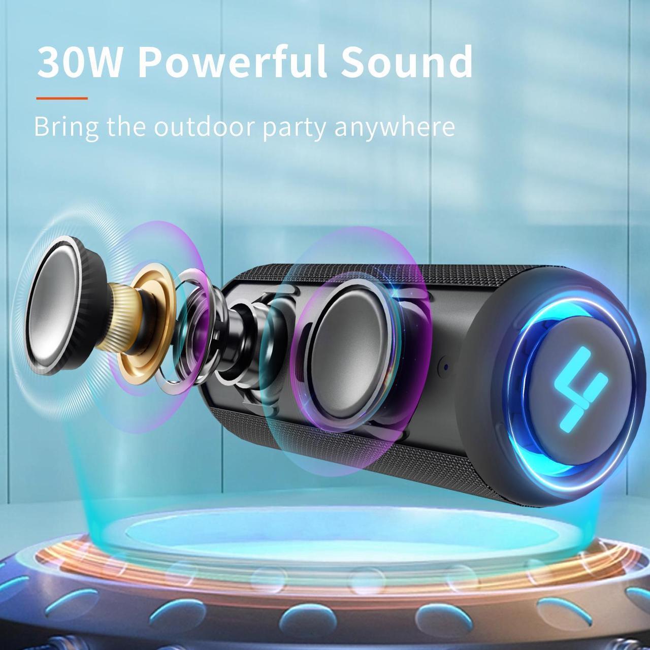 Alt view image 4 of 7 - HEYSONG Waterproof Bluetooth Speaker, Portable Wireless Outdoor Speakers with 20W Loud Stereo Sound, Good Bass, IPX6 Speaker for Pool, Shower, Kayak, Beach Accessories, Gifts for Men Women