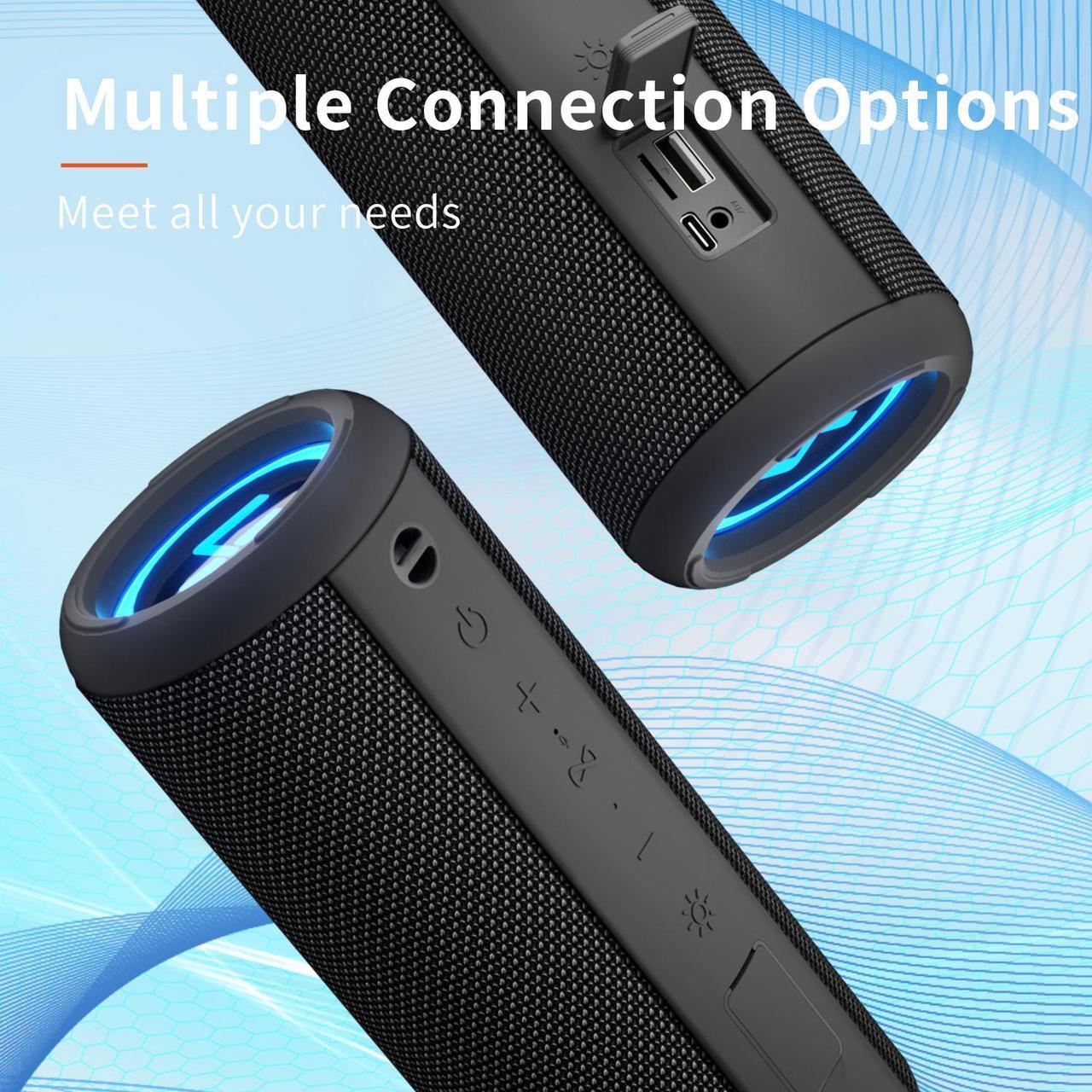 Alt view image 5 of 7 - HEYSONG Waterproof Bluetooth Speaker, Portable Wireless Outdoor Speakers with 20W Loud Stereo Sound, Good Bass, IPX6 Speaker for Pool, Shower, Kayak, Beach Accessories, Gifts for Men Women