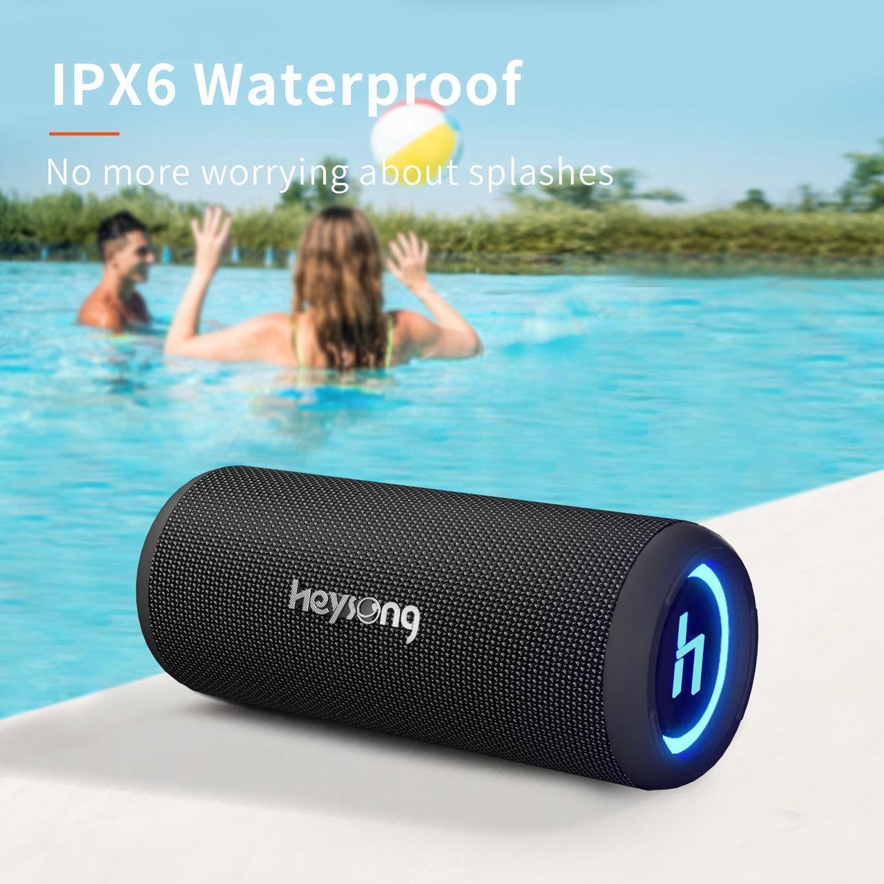 Alt view image 6 of 7 - HEYSONG Waterproof Bluetooth Speaker, Portable Wireless Outdoor Speakers with 20W Loud Stereo Sound, Good Bass, IPX6 Speaker for Pool, Shower, Kayak, Beach Accessories, Gifts for Men Women
