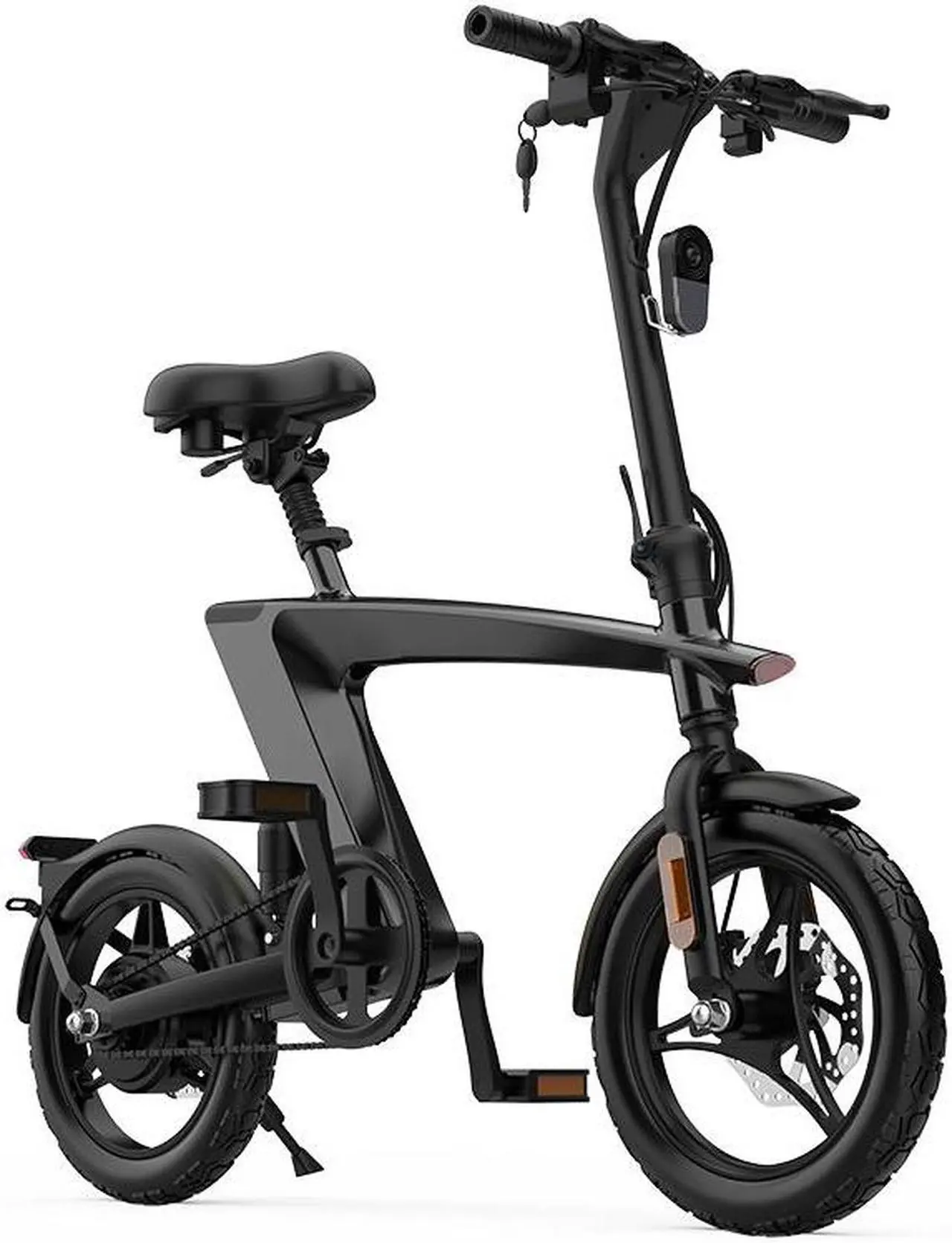 Alt view image 5 of 6 - RANDRIDE 14 Inch Small Ebike City Electric Bike, Foldable Ebike Electric Bicycle, Commuter Electric Bike, 250W Motor Max Speed 20MPH, Range 46 Miles Road Electric Bike