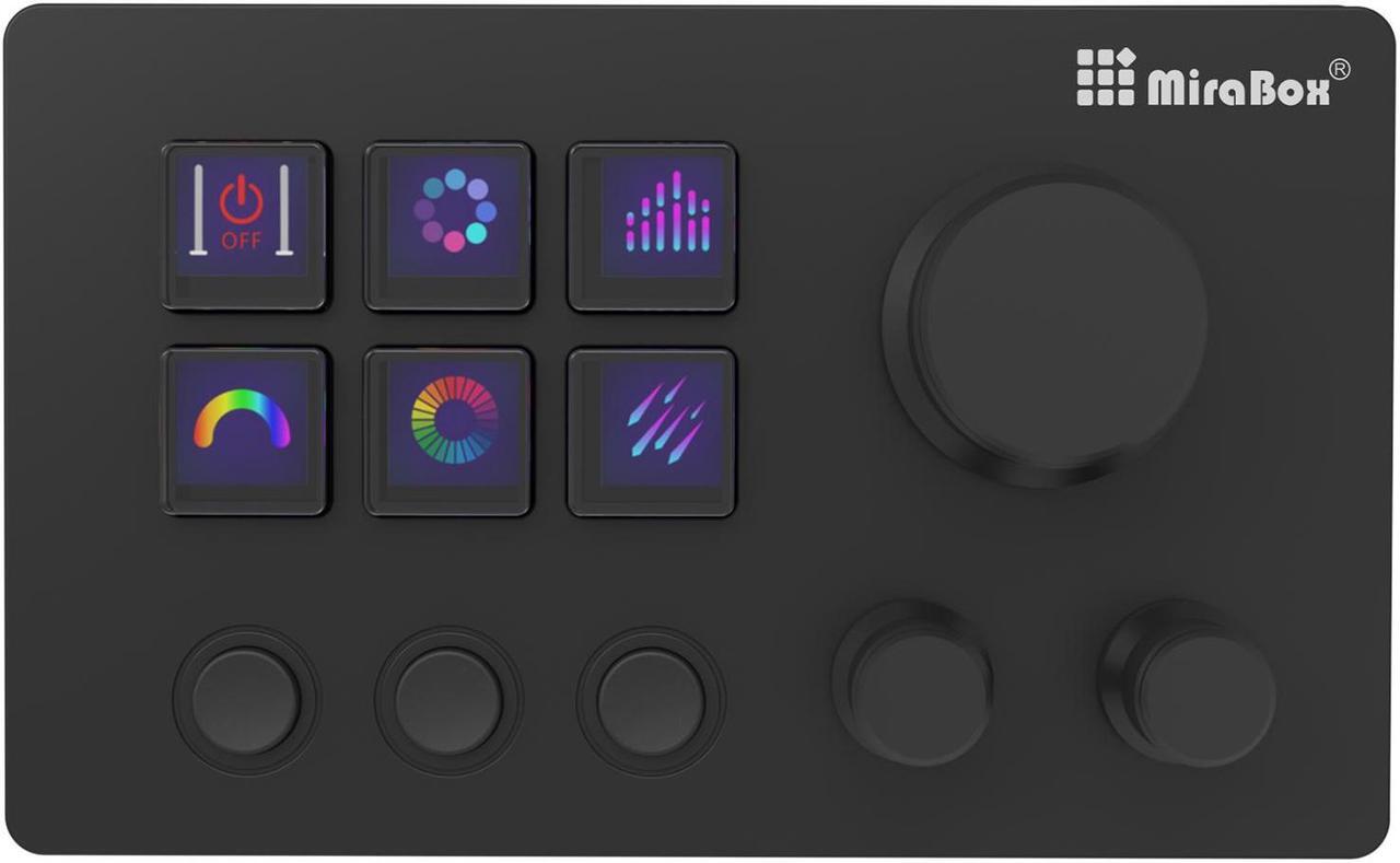 Main image of iHTP LCD Shortcut Stream Controller, 6 macro keys, trigger actions in apps and software like OBS, Twitch, YouTube and more, works with Mac and PC Black N3