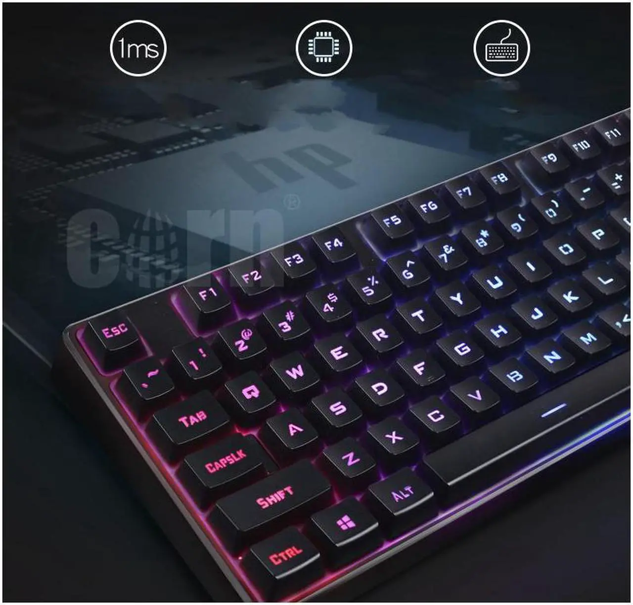 Alt view image 6 of 7 - HP K300 (SPANISH) Mechanical Feeling, 19 anti-ghosting, Cool Exterior 7-colo0r Backlit Led Anti-splash Silent Wired Keyboard For Office And Game, Support PC and Laptop - Black