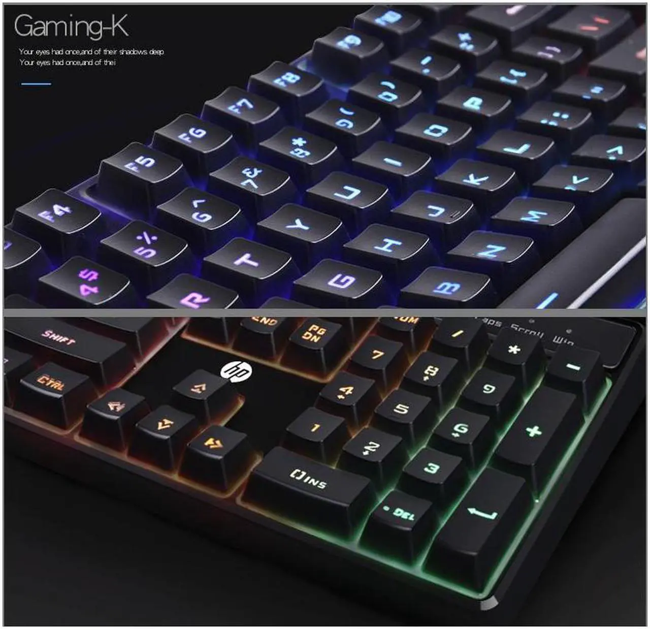 Alt view image 5 of 7 - HP K300 (SPANISH) Mechanical Feeling, 19 anti-ghosting, Cool Exterior 7-colo0r Backlit Led Anti-splash Silent Wired Keyboard For Office And Game, Support PC and Laptop - Black