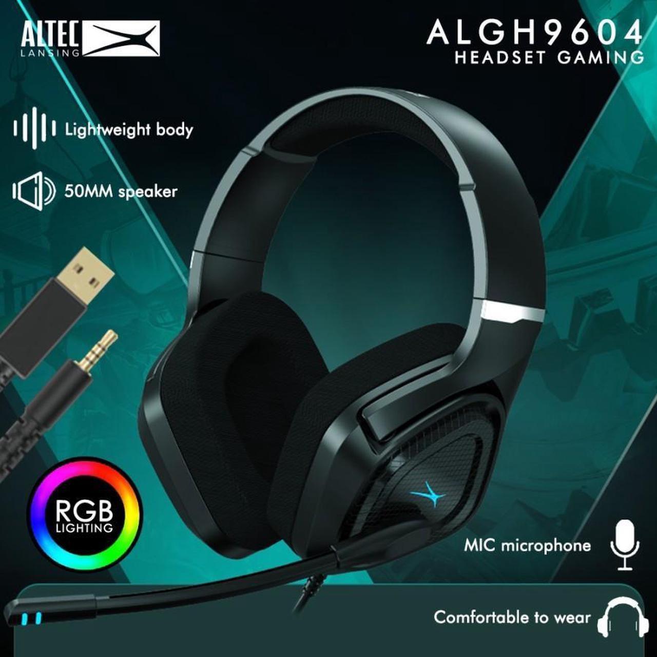 Alt view image 7 of 7 - Altec Lansing ALGH9604 Wired Gaming Headset, 3.5mm Jack/USB Wired, RGB, Cool LED Glow, 50mm Speakers