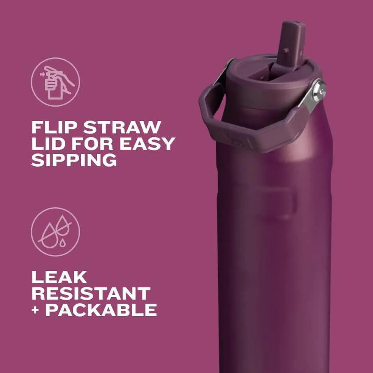 Alt view image 5 of 7 - Stanley IceFlow Flip Straw 2.0 Water Bottle 24 OZ | Built-In Straw with Larger Opening | Lightweight & Leak-Resistant | Insulated Stainless Steel | BPA-Free | Navy