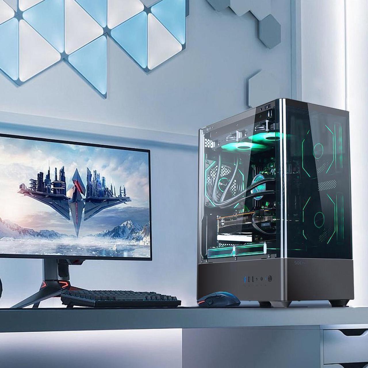 Alt view image 4 of 7 - YEAH MAGIC Gaming Desktop, Ryzen 7 5700X,RTX 4060,32GB DDR4 RAM, 1TB M.2 NVMe SSD ,Windows 11 home,WIFI, Liquid Cooler, ARGB Fans , Pc for Gaming DesignOffice , Prebuilt Gaming Pc