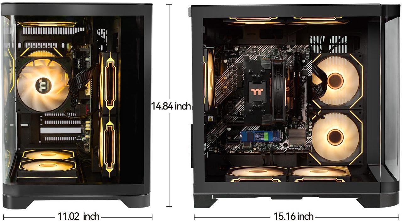 Alt view image 5 of 7 - YEAH MAGIC Astral S1 Gaming Desktop AMD Ryzen 5 5600GT (6 core up to 4.6GHz) 16GB DDR4 3200MHz 1TB NVMe SSD 650W Gold PSU Windows 11 Home WIFI Gaming PC with 7 ARGB Fans