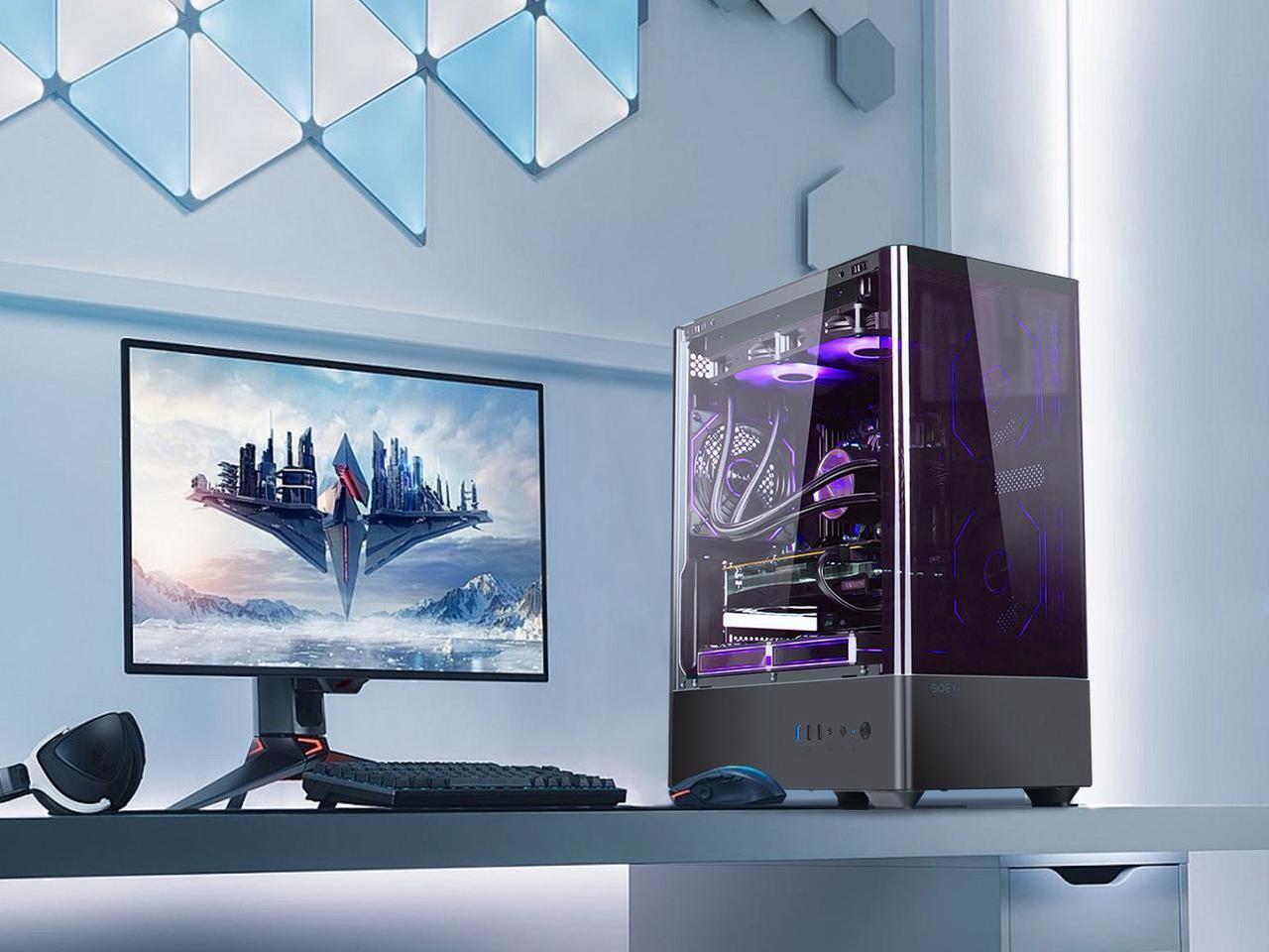 Alt view image 6 of 7 - YEAH MAGIC Gaming Desktop, Ryzen 7 5700X, NVIDIA RTX 4060 ,32GB DDR4 RAM, 1TB M.2 NVMe SSD ,Windows 11 home,WIFI, Liquid Cooler , ARGB Fans , Pc for Gaming DesignOffice , Prebuilt Gaming Pc