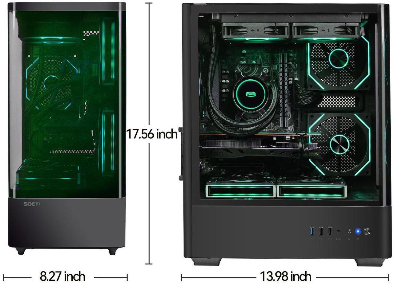 Alt view image 3 of 7 - YEAH MAGIC Gaming PC - AMD Ryzen 7 5700X - NVIDIA RTX 4060 - 32GB DDR4 RAM - 1TB M.2 NVMe SSD - Win 11 - WIFI -  Liquid Cooler - Prebuilt Gaming Pc - Pc for Gaming Design Office