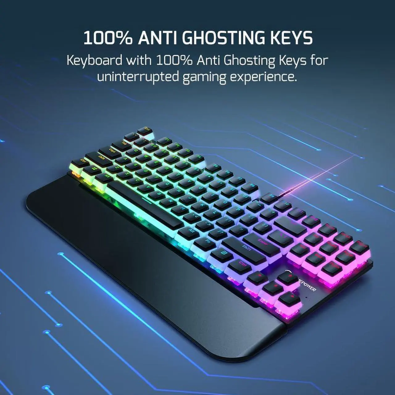 Alt view image 3 of 7 - GAMEPOWER Suki TKL Wired Mechanical Gaming Keyboard, Programmable Macros RGB Lighting Customization, Black Mechanical Switches Aluminum Base, Magnetic Wrist Support, 87 Keys, Black Switch