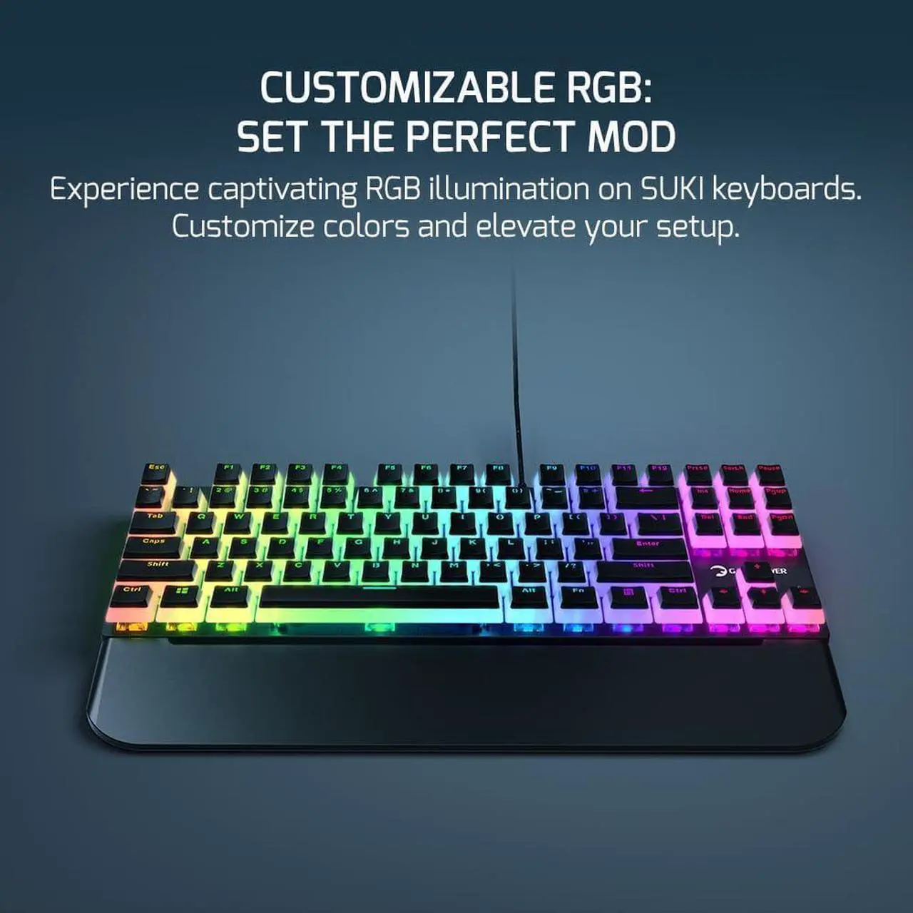 Alt view image 5 of 7 - GAMEPOWER Suki TKL Wired Mechanical Gaming Keyboard, Programmable Macros RGB Lighting Customization, Black Mechanical Switches Aluminum Base, Magnetic Wrist Support, 87 Keys, Black Switch