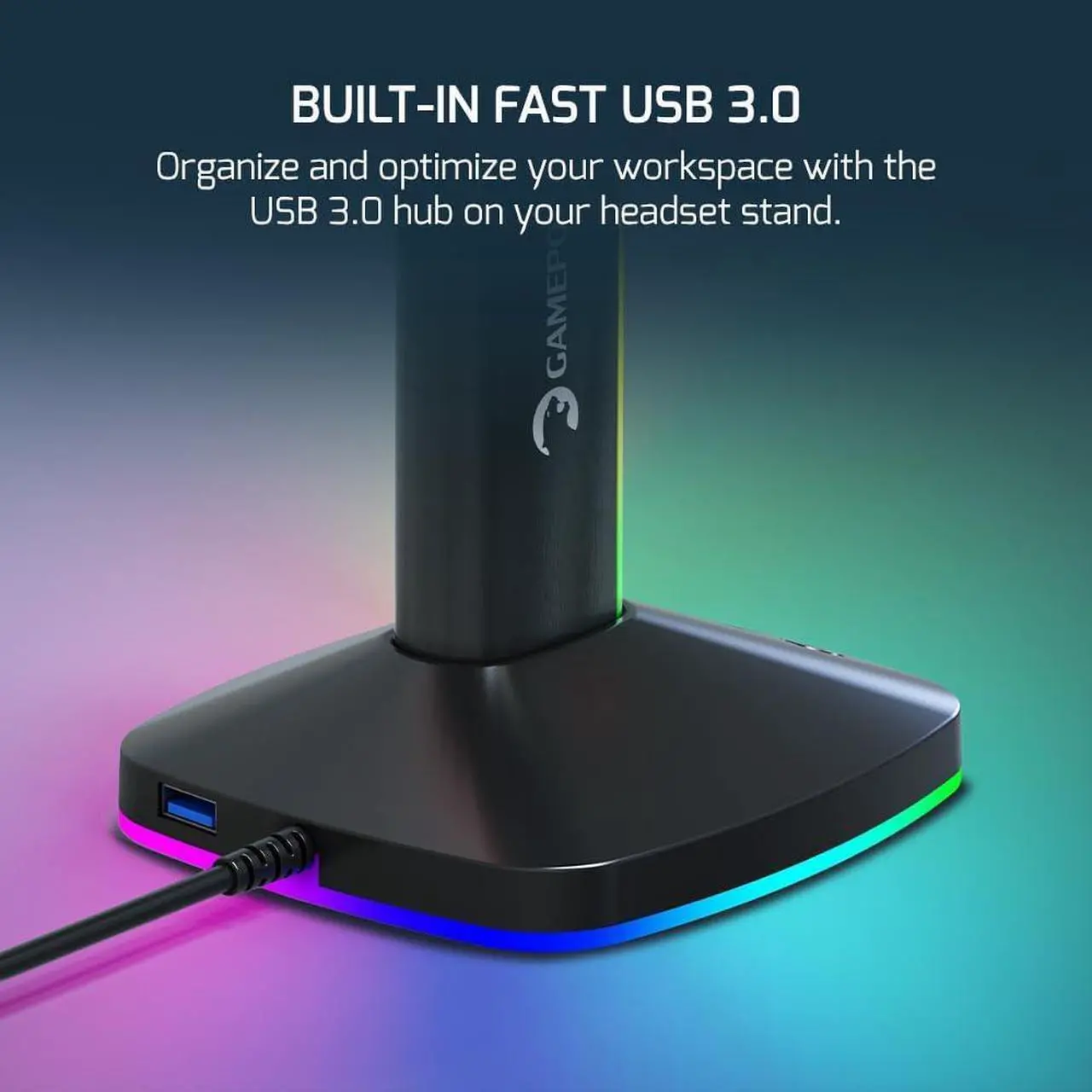 Alt view image 5 of 6 - GAMEPOWER EliteRack Aluminium Gaming Headset Stand with RGB LED Light