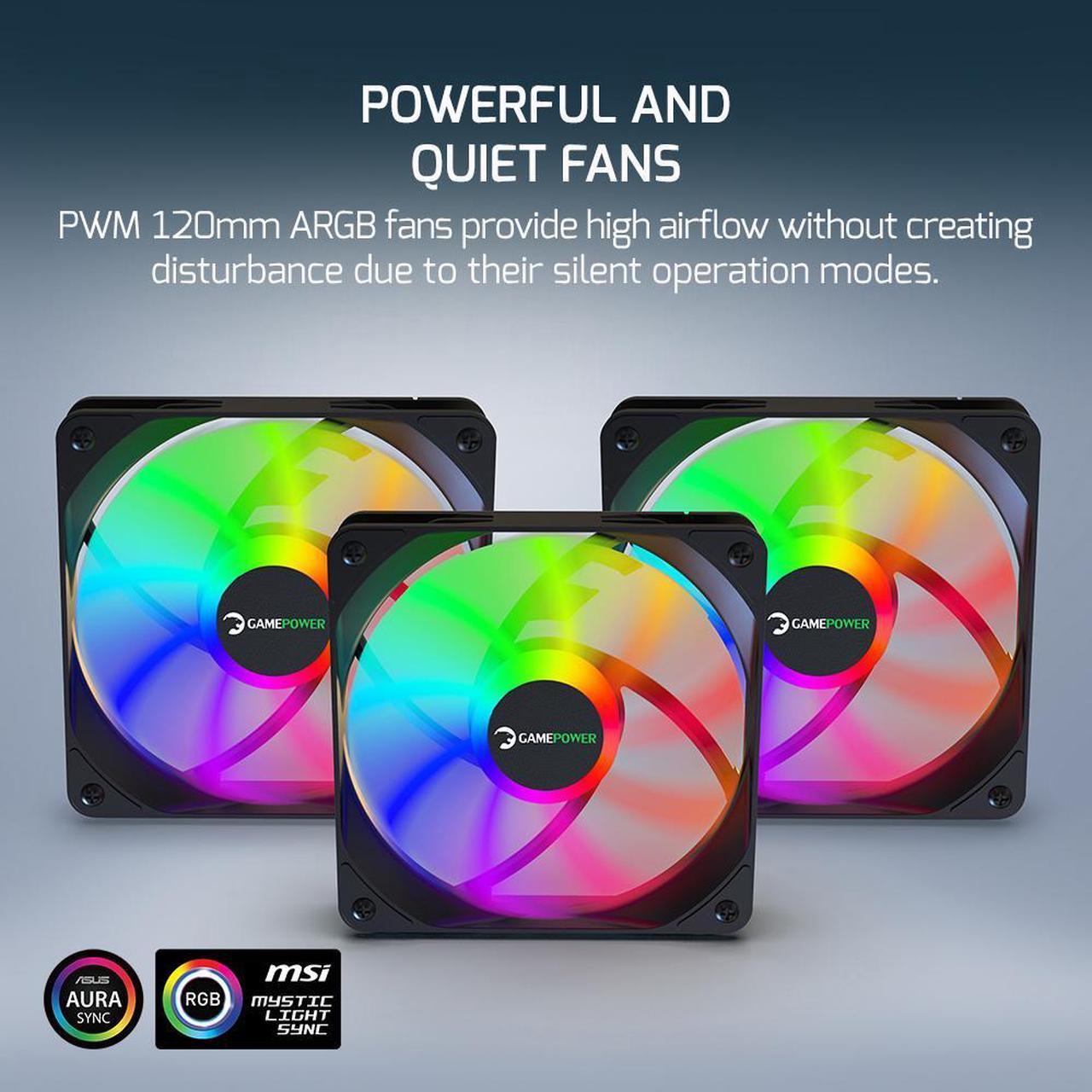 Alt view image 7 of 7 - Gamepower Skadi LCD 360 AIO CPU Liquid Cooler, 2.1" Display for GIFs and Metrics, 360mm Radiator with 3X PWM ARGB HDB Fans, 14.5 W/mK thermal paste, Compatible with Intel LGA 1851, 1700, AMD AM4/AM5
