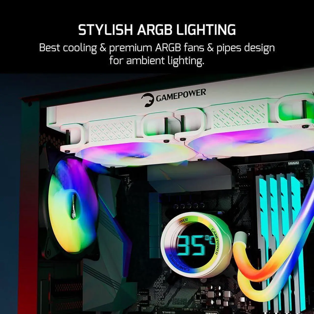 Raffreddamento A Liquido GAMEPOWER Skadi Square 240mm - Con Display, Ventole ARGB, Per CPU AMD E Intel - Foto 8