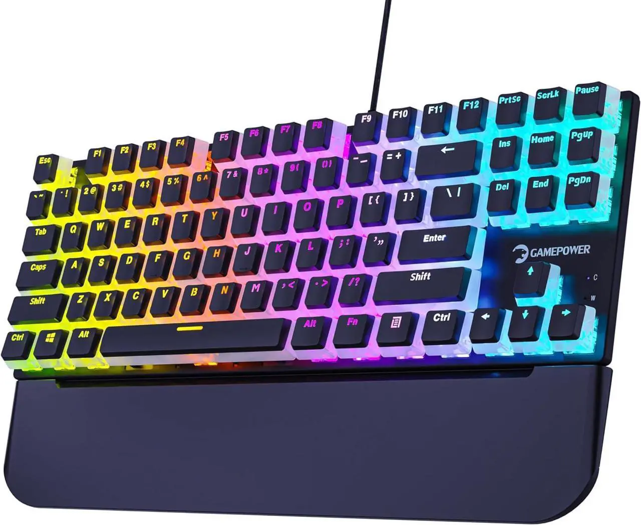 Main image of GAMEPOWER Suki TKL Wired Mechanical Gaming Keyboard, Programmable Macros RGB Lighting Customization, Black Mechanical Switches Aluminum Base, Magnetic Wrist Support, 87 Keys, Black Switch