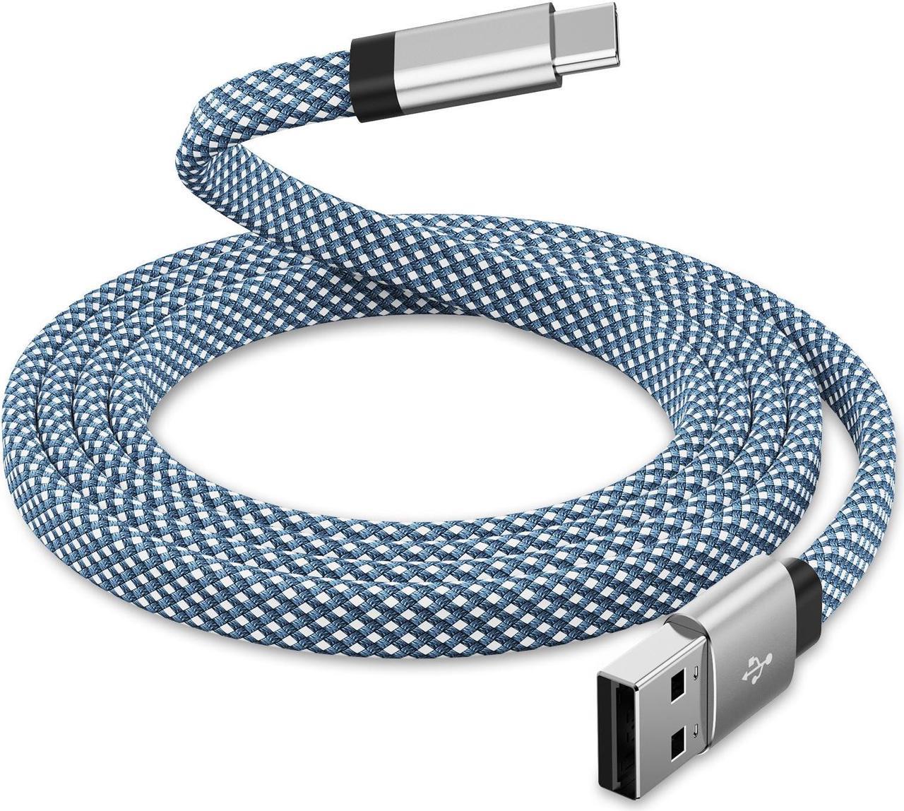 Magtame USB C Cable, Magnetic USB A to USB C Cable, Flat Coiled USB C Charger Cable, Type Fast Charging Charging Cord Compatible with Samsung for USB C Device for iPad Blue 3.3 ft.