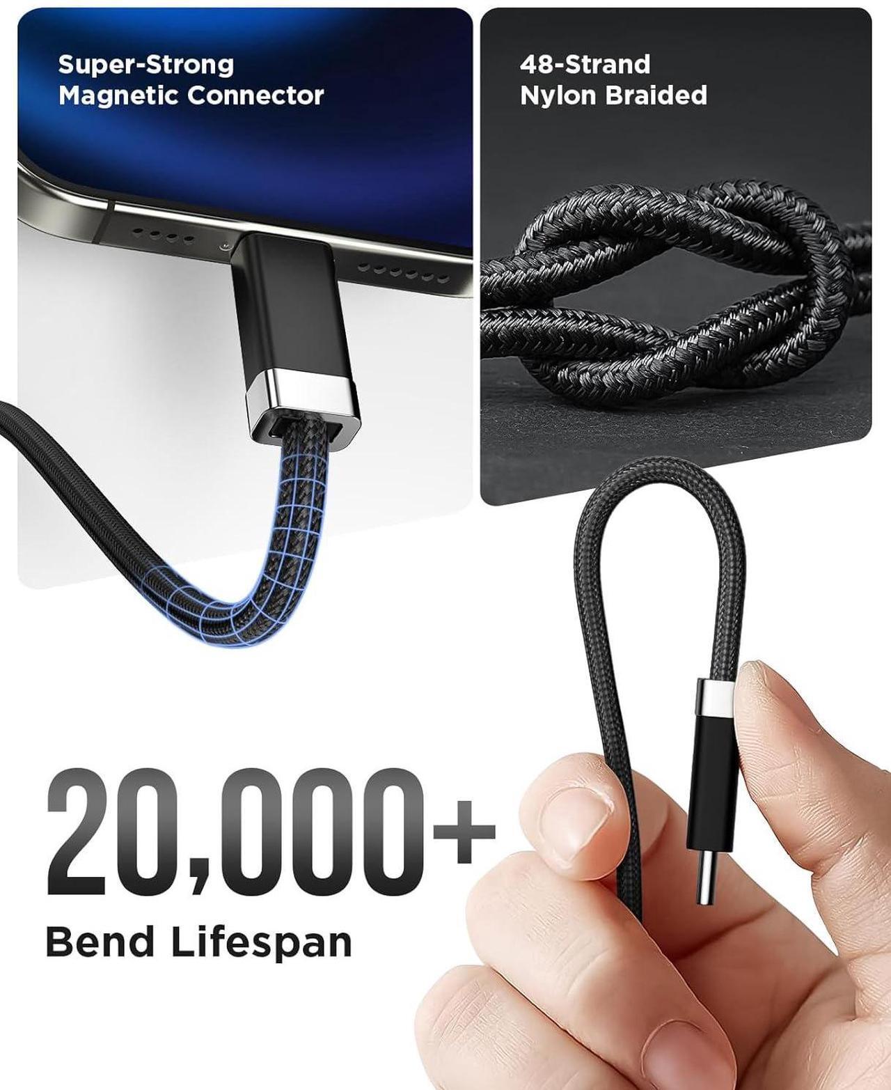 Alt view image 5 of 7 - Magtame Magnetic 3.3FT USB C to USB C Cable with USB A to USB C Cable 2Pack for Tangle-Free Home Car Desk Cable Management, Black
