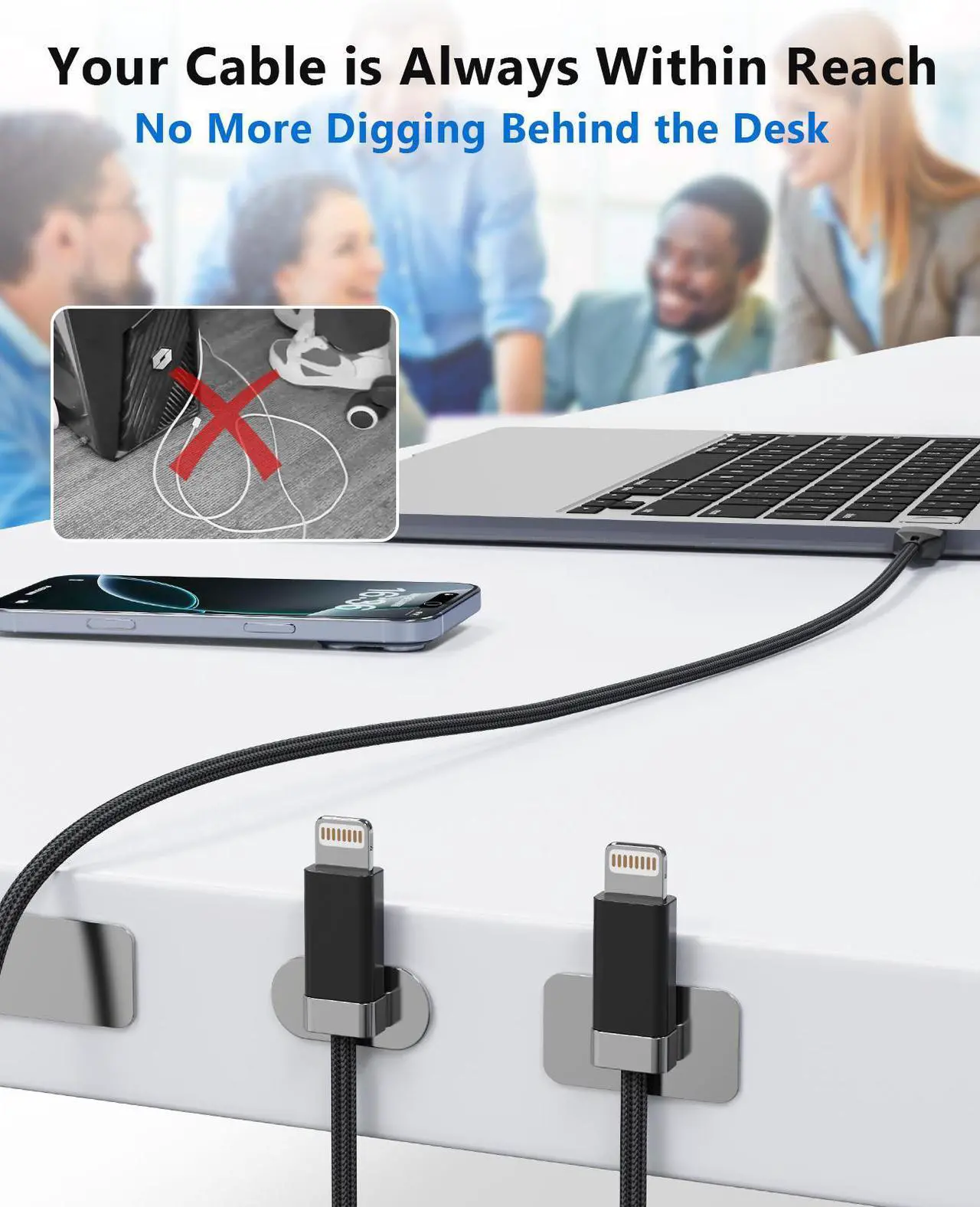 Alt view image 2 of 7 - Magtame StayCable USB A to Lightning Cable 2Pack, Anti-Drop Lightning Cable with Magnetic Keeper 3.3ft, Fast Charging Braided Cord Compatible for iPhone 14/13/12/11