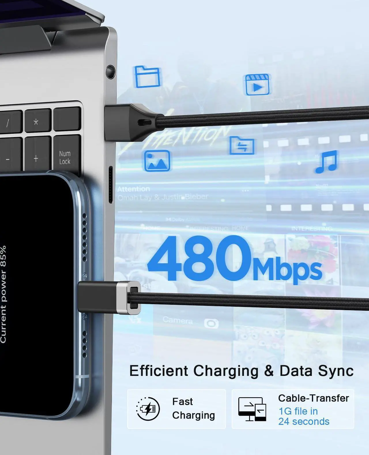 Alt view image 6 of 7 - Magtame StayCable USB A to Lightning Cable 2Pack, Anti-Drop Lightning Cable with Magnetic Keeper 3.3ft, Fast Charging Braided Cord Compatible for iPhone 14/13/12/11