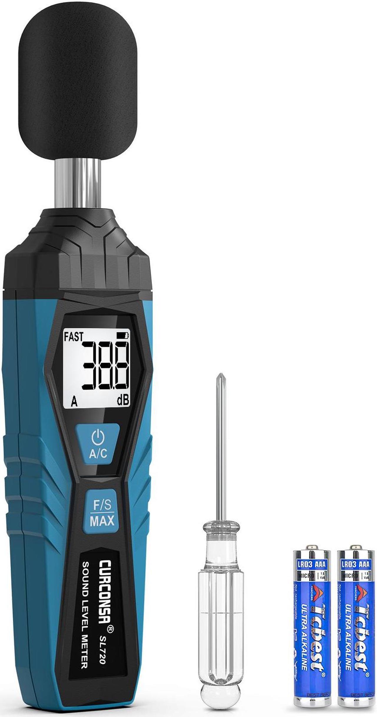 CURCONSA Decibel Meter, SPL Meter, Portable Sound Level Meter, 30dB to 130dB, LCD Display, Suitable for Homes, Factories and Streets (blue)