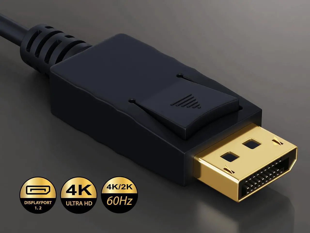 Alt view image 2 of 7 - Cable Leader 28 AWG Gold Plated Premium DisplayPort 1.2 to 4K HDMI Male to Male Cable with Latches (3 Foot (1 Pack))