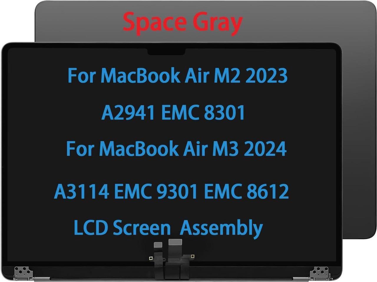 Main image of NUOLAISUN 15" Screen Replacement for MacBook Air M2 A2941 EMC 8301 M3 A3114 EMC 9301 EMC 8612 MQKU3LL/A MQKV3LL/A 2023-2024 LCD Screen Display Complete Top Assembly (Space Gray)