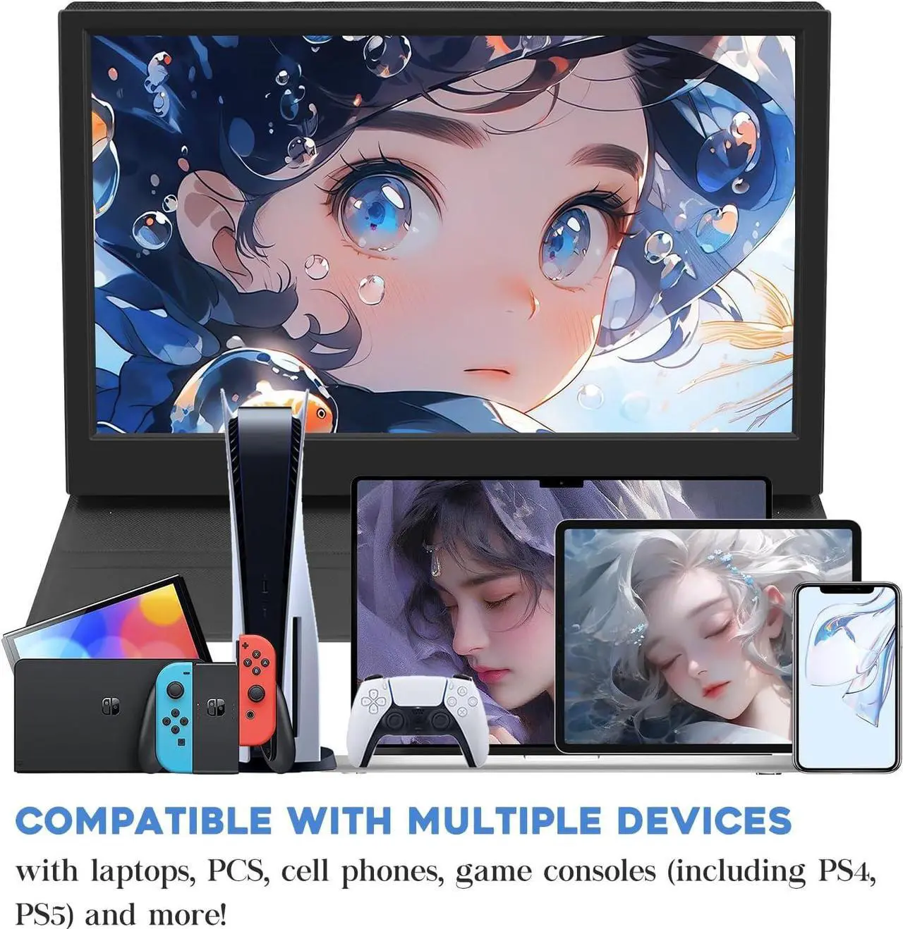Alt view image 2 of 5 - 11.6" Portable Monitor 1366X768 HD Gaming Monitor Ultra-Slim IPS for Laptop Phones Tablet Desktop PS5/4 for Xbox Switch Display w Speaker with/Bracket Support HDR Plug Play Built-in