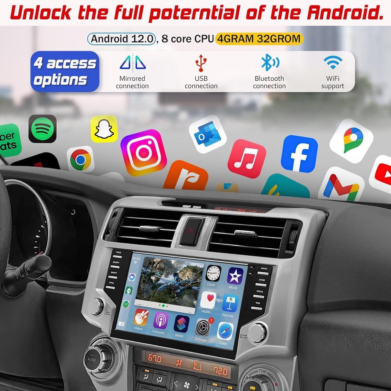 Alt view image 3 of 4 - GBOLE Replacement for Toyota 4Runner Radio 2009-2022 Year 9.0 inch Car Radio 4GB+32GB Touchscreen Wireless CarPlay Android Auto, GPS Navigation, Built-in 4G Cellular, Android 13