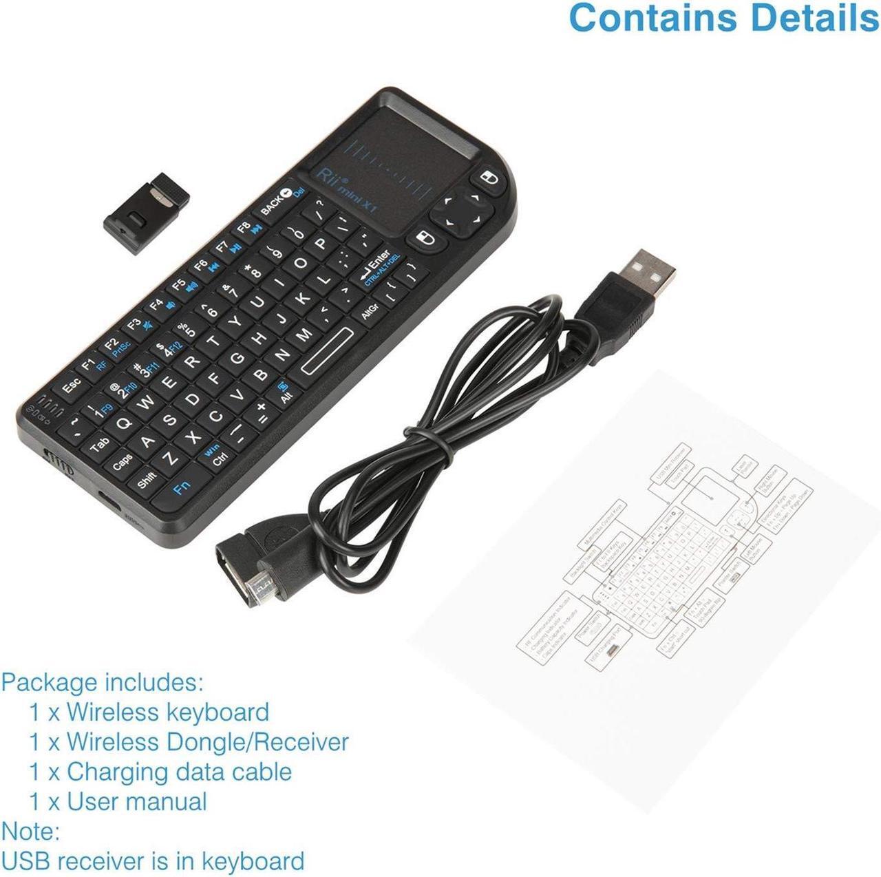 Alt view image 6 of 6 - Rii 2.4G Mini Wireless Keyboard with Touchpad Mouse,Lightweight Portable Wireless Keyboard Controller with USB Receiver Remote Control for . Black.72 keys