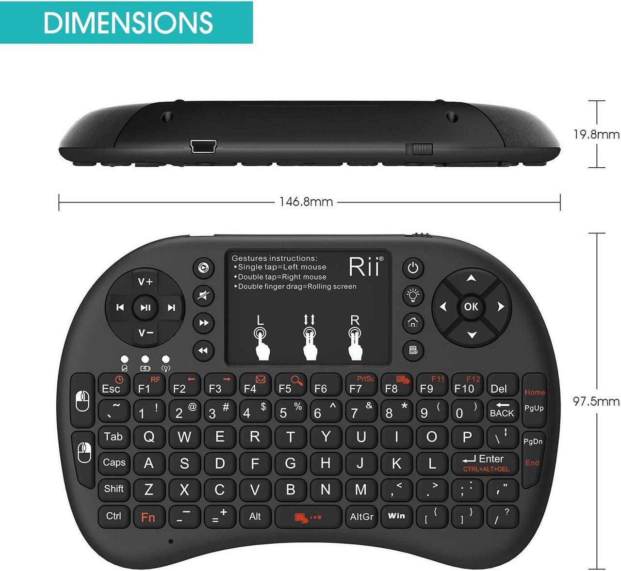 Alt view image 2 of 6 - Rii i8+ Mini wireless keyboard 2.4GHz Wireless Keyboard with TouchPad Backlit For Android TV Box,PC,Laptop,Smart TV,HTPC